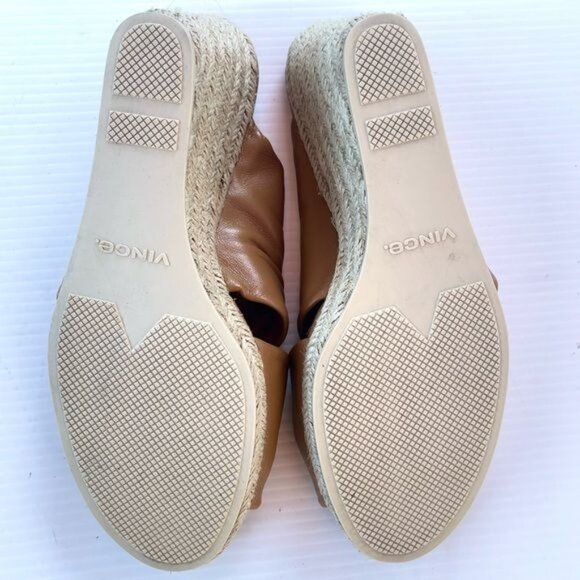 Vince Sylvia Wedge Espadrille Sandals Knotted Slip On Brown Leather 8 - Picture 5 of 10